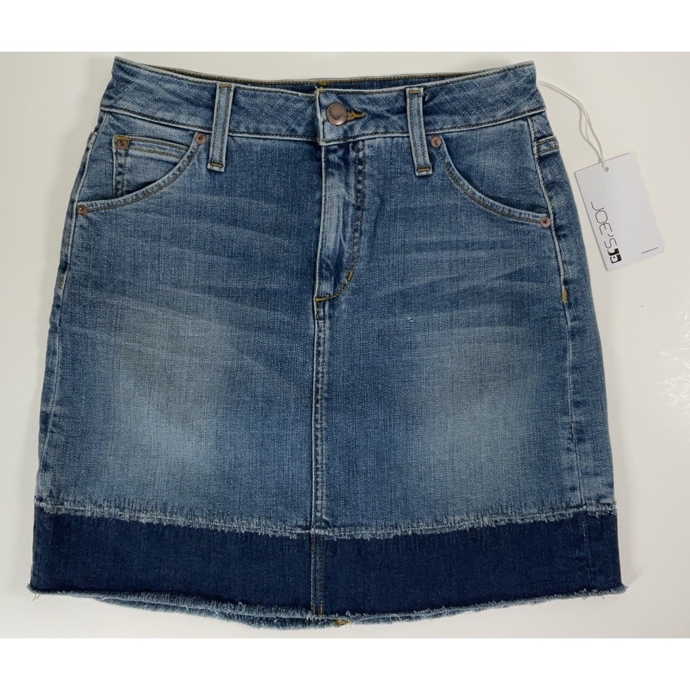 NWT Women's Joe's Jeans The Wasteland High Rise Denim Skirt Blue 26" X 17"